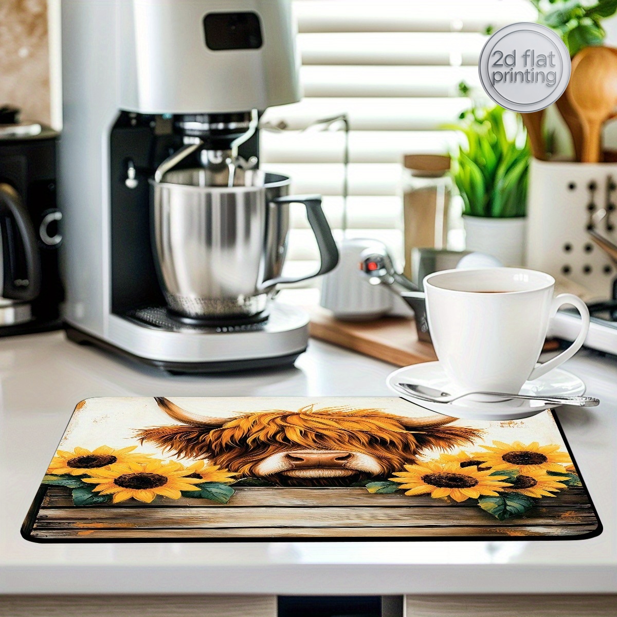 Cow Mat Rubber - 1 tapete decorativo para secar platos