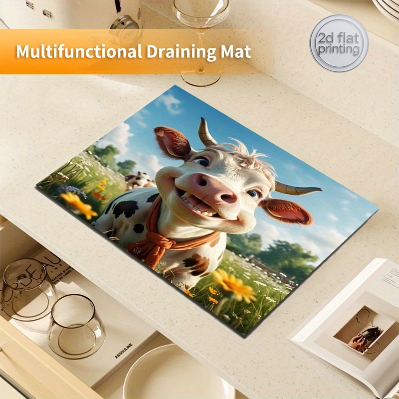 Cow Mat Rubber - Tapete de Secado Absorbente con Diseño